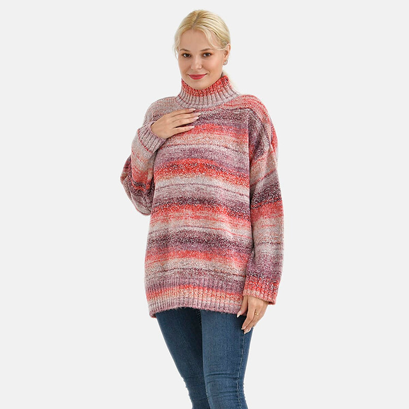 La Marey Acrylic Striped Sweater - Red