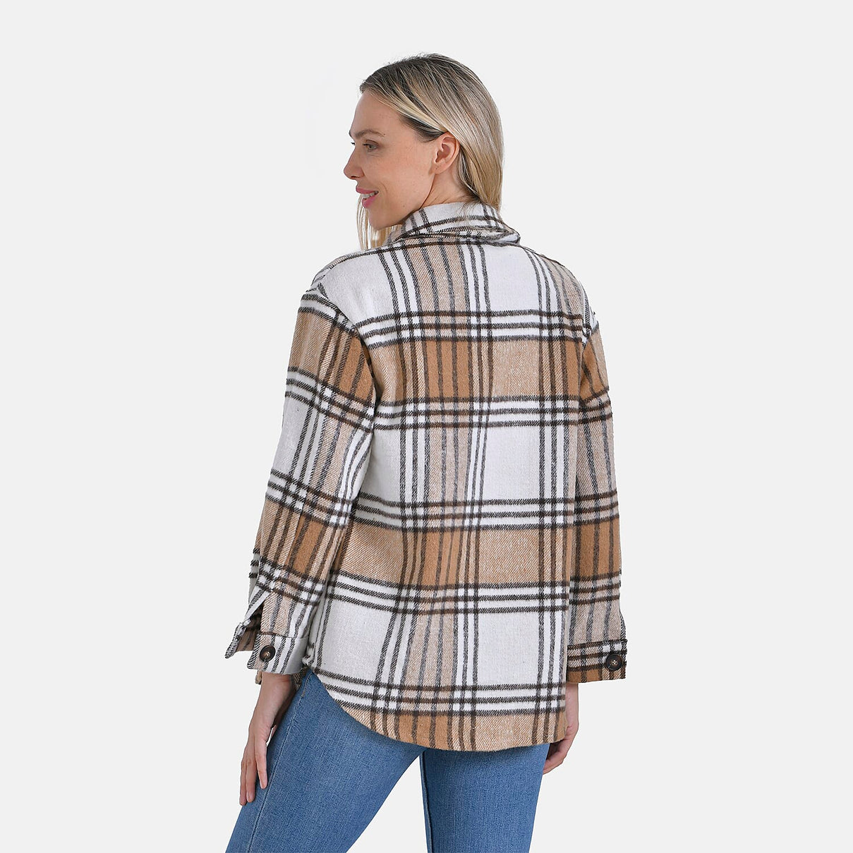 La Marey Brushed Checked Shirt-Coat - (Size 16-18) - Brown 7856614 2
