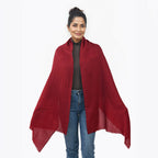 La Marey 100% Cashmere Wooven Solid Scarf with Gift Box (Size 190x70) - Burgundy