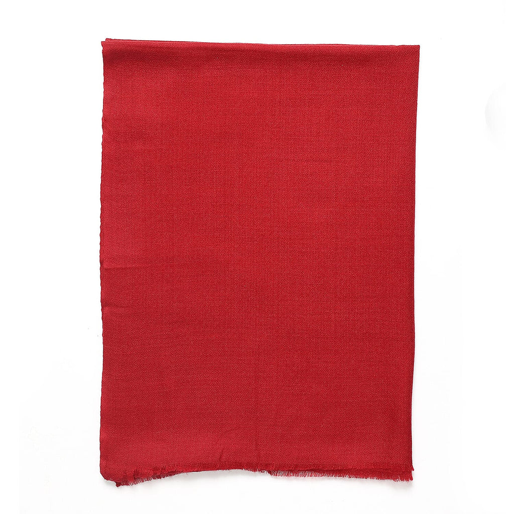 La Marey 100% Cashmere Wooven Solid Scarf with Gift Box (Size 190x70) - Burgundy