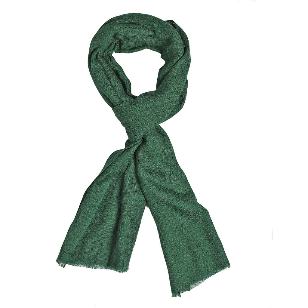 Mothers Day Gift Idea- La Marey 100% Cashmere Solid Wool Scarf with Gift Box (Size 190x70 cm) - Green