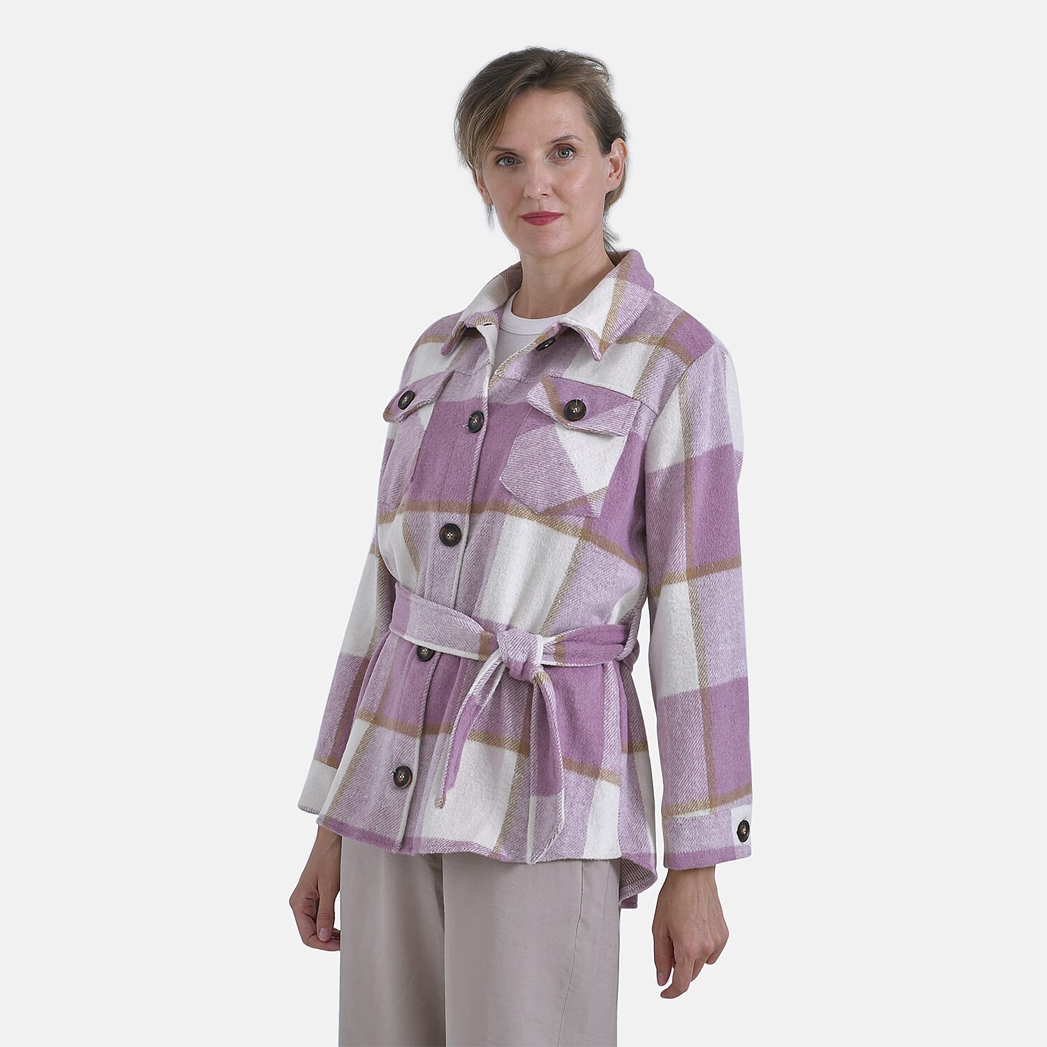 La Marey Checked Belted Shirt (Size 16 to 18) - Pink 7874426 3