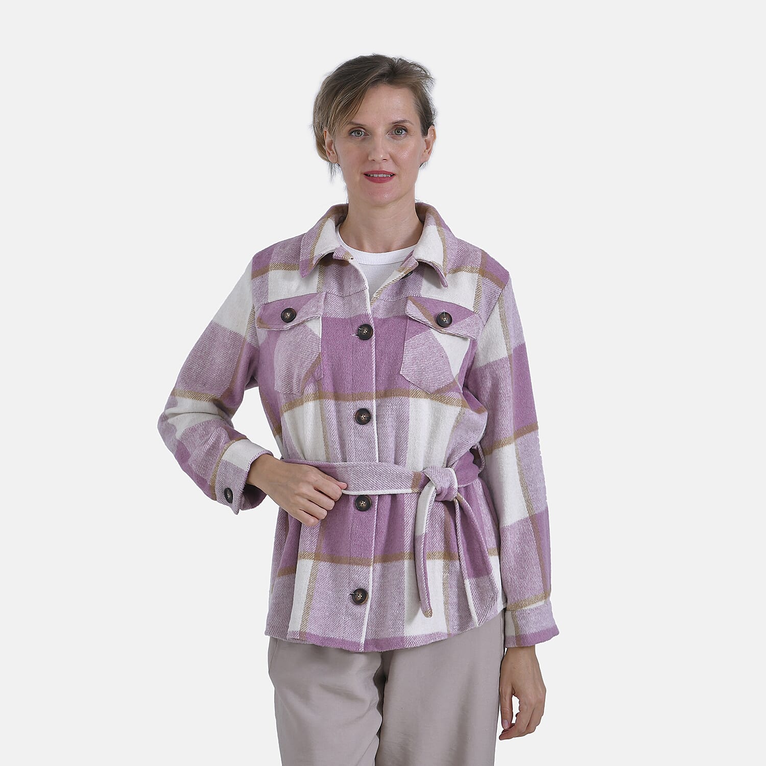 La Marey Checked Belted Shirt (Size 16 to 18) - Pink 7874426 4