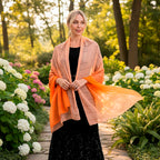 La Marey 100% Mulberry Silk Orange Ombre Scarf (106 x 195cm)