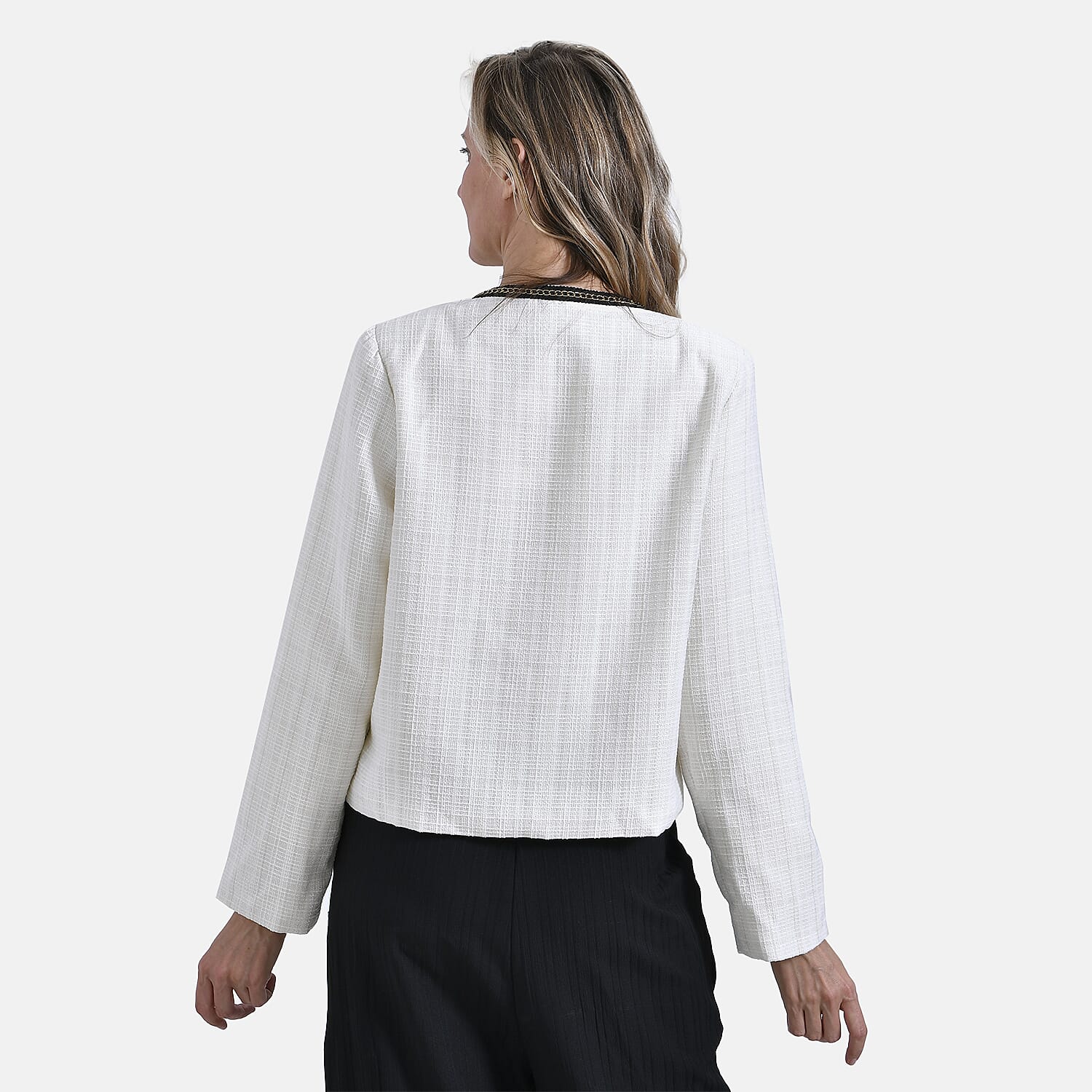 &amp; Maisi Classic Summer Tweed Cropped Bomber Blazer with Black Trim 7864309 2