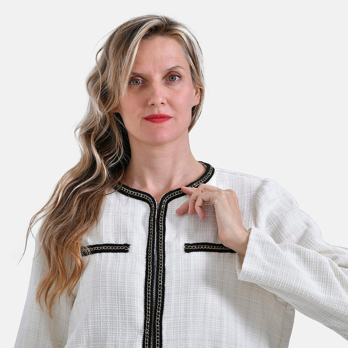 &amp; Maisi Classic Summer Tweed Cropped Bomber Blazer with Black Trim 7864309 5