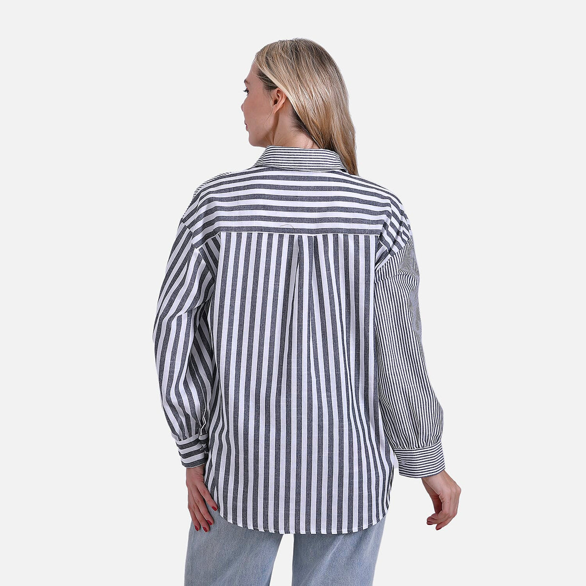 La Marey Women's Relaxed Fit Long Sleeve Striped Shirt V32552783 2