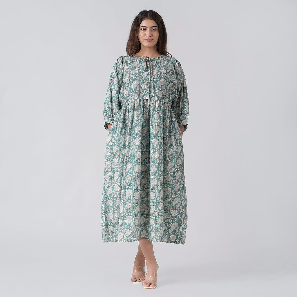 La Marey Cotton Block Dress (Size 123x1 cm) - Black & Navy