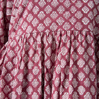La Marey Cotton Block Dress (Size 123x1 cm) - Burgundy & Navy