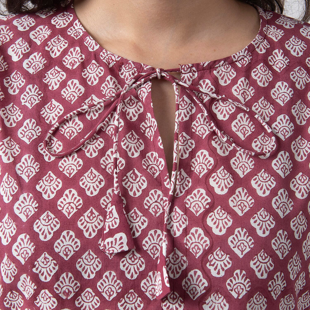 La Marey Cotton Block Dress (Size 127x1 cm) - Burgundy &amp; Navy 7746970 5