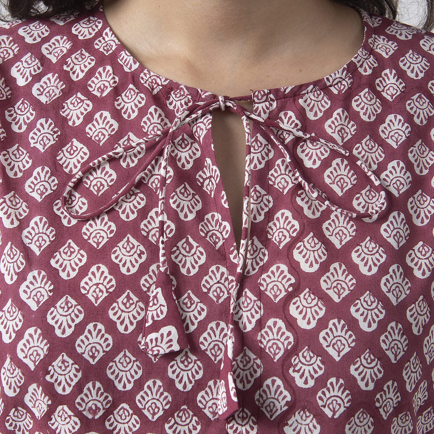 La Marey Cotton Block Dress (Size 127x1 cm) - Burgundy &amp; Navy 7746970 5