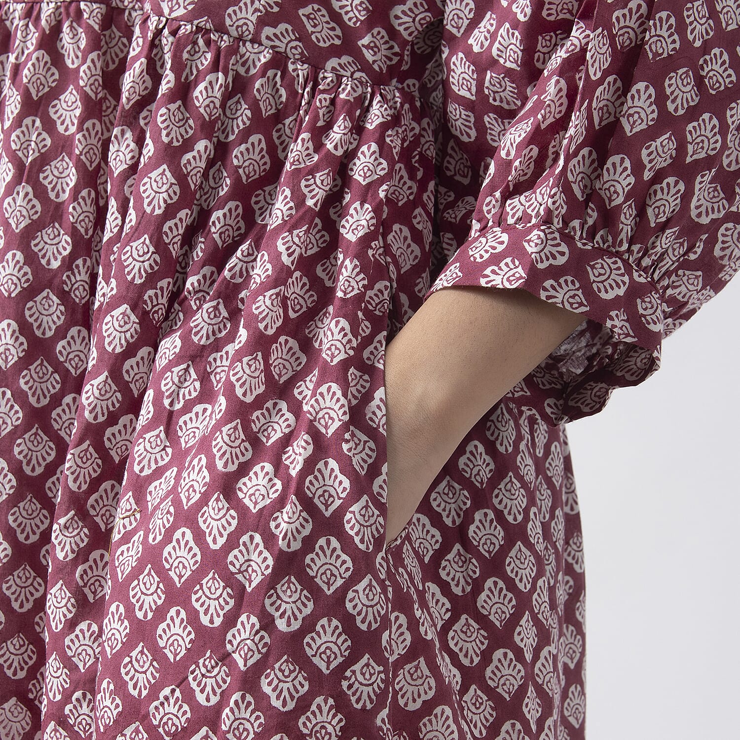 La Marey Cotton Block Dress (Size 127x1 cm) - Burgundy &amp; Navy 7746970 7