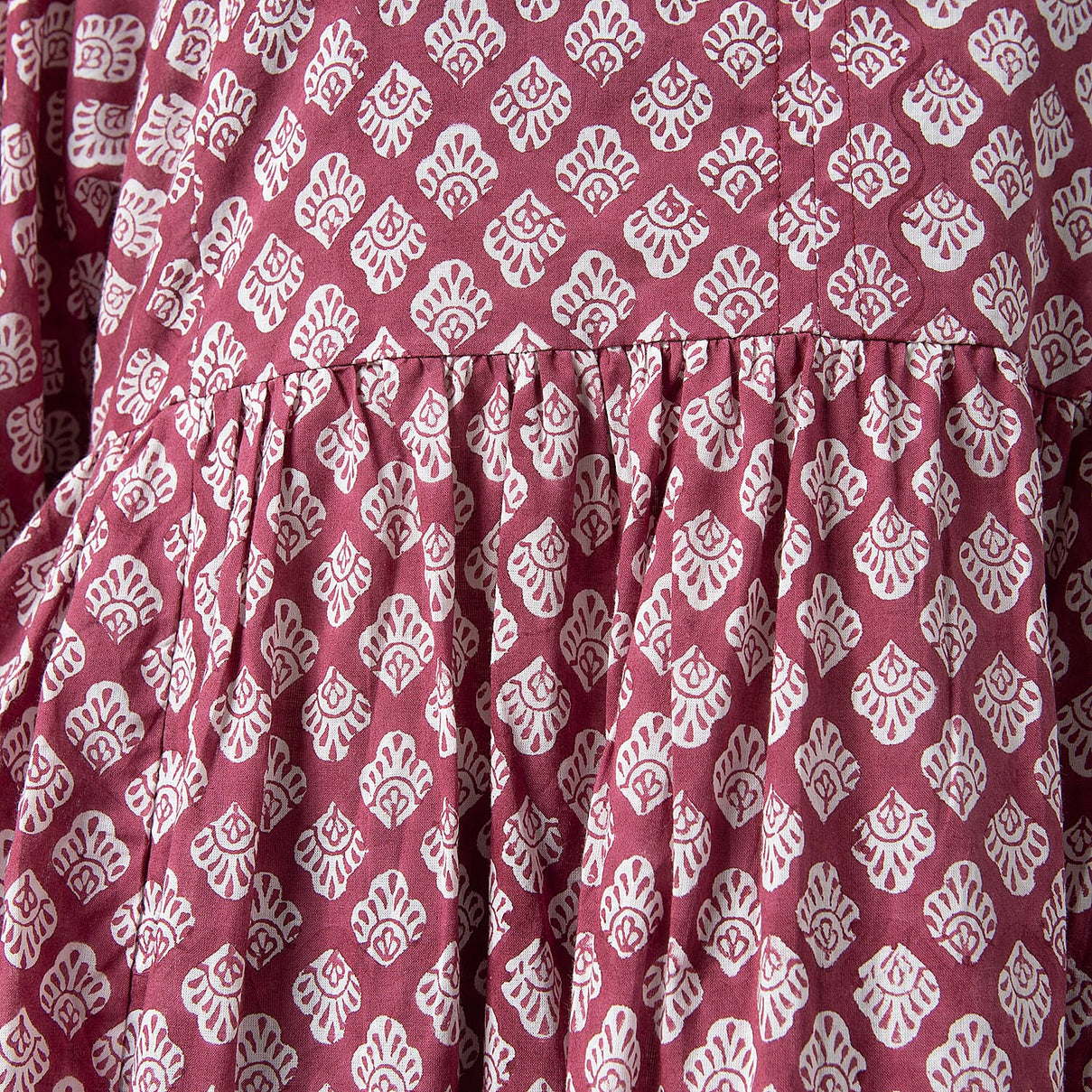La Marey Cotton Block Dress (Size 127x1 cm) - Burgundy &amp; Navy 7746970 8