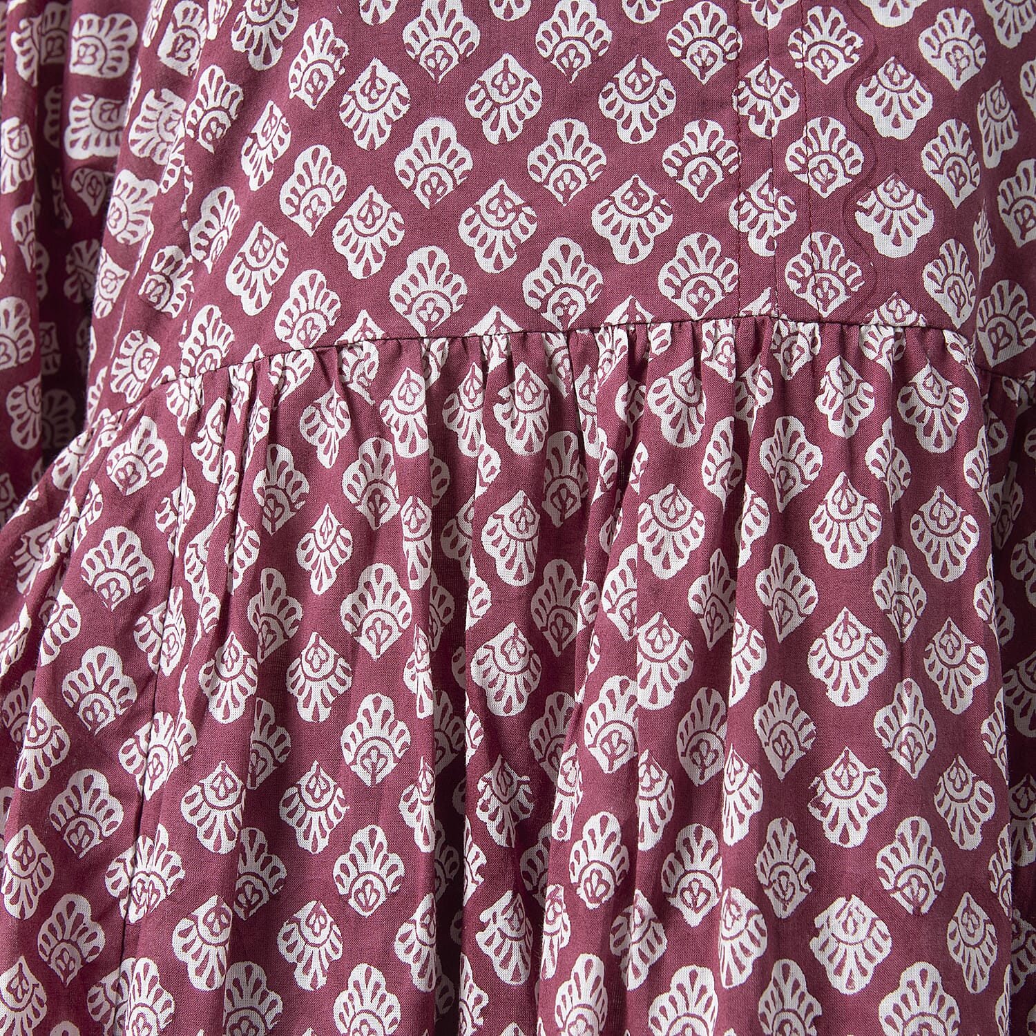 La Marey Cotton Block Dress (Size 127x1 cm) - Burgundy &amp; Navy 7746970 8