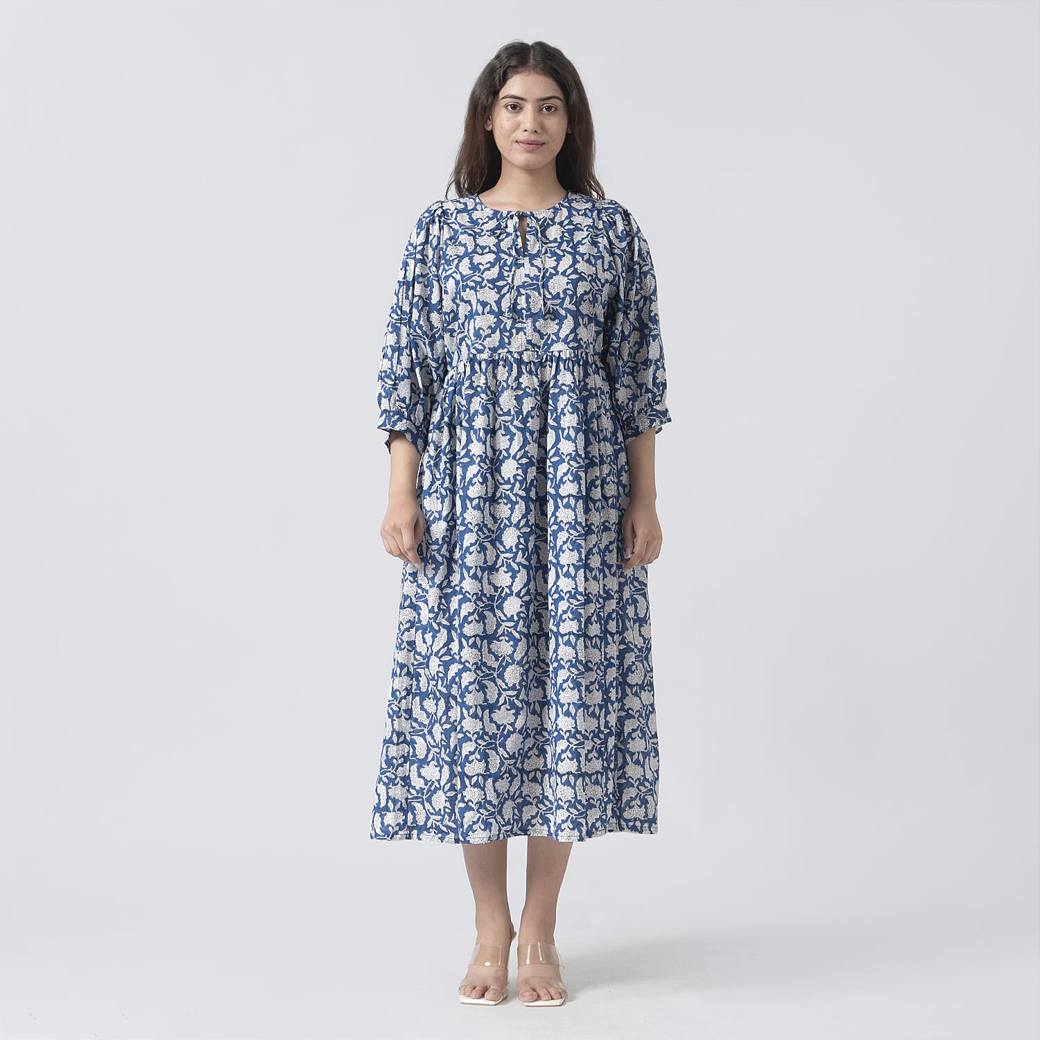 La Marey Cotton Block Dress (Size 127x1 cm) - Navy &amp; Navy 7746952 0
