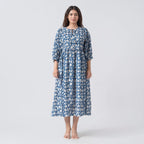 La Marey Cotton Block Dress (Size 130x1 cm) - Navy & Navy