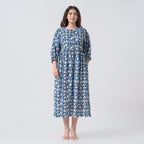 La Marey Cotton Block Dress (Size 130x1 cm) - Navy & Navy