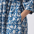 La Marey Cotton Block Dress (Size 130x1 cm) - Navy & Navy