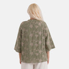La Marey Cotton Embroidered Short Sleeve Top (Size - L-XL, 16-22) - Moss Green