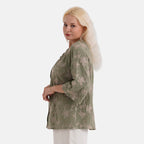 La Marey Cotton Embroidered Short Sleeve Top (Size - S-M, 8-14) - Moss Green