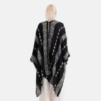 La Marey Cotton Embroidery Midi Kimono (One Size) - Black