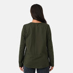 La Marey Cotton Floral Heart Embroidered Full Sleeves T- Shirt (Size S, 8 To 10) - Khaki