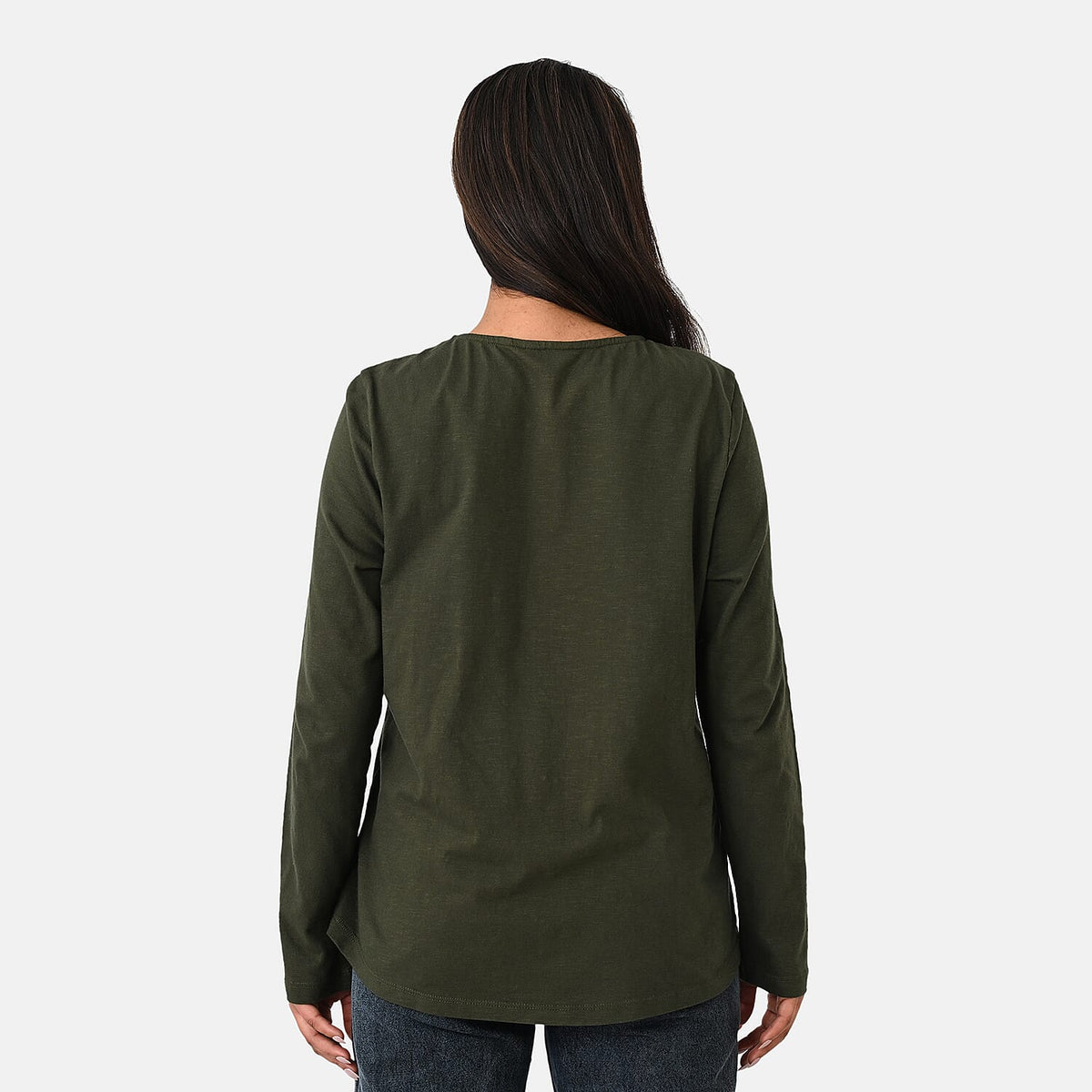 La Marey Cotton Floral Heart Embroidered Full Sleeves T- Shirt (Size S, 8 To 10) - Khaki V32580195 5