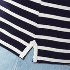 La Marey Cotton Thin Stripe 3-4 Length Sleeve Top (Size 12) - Navy