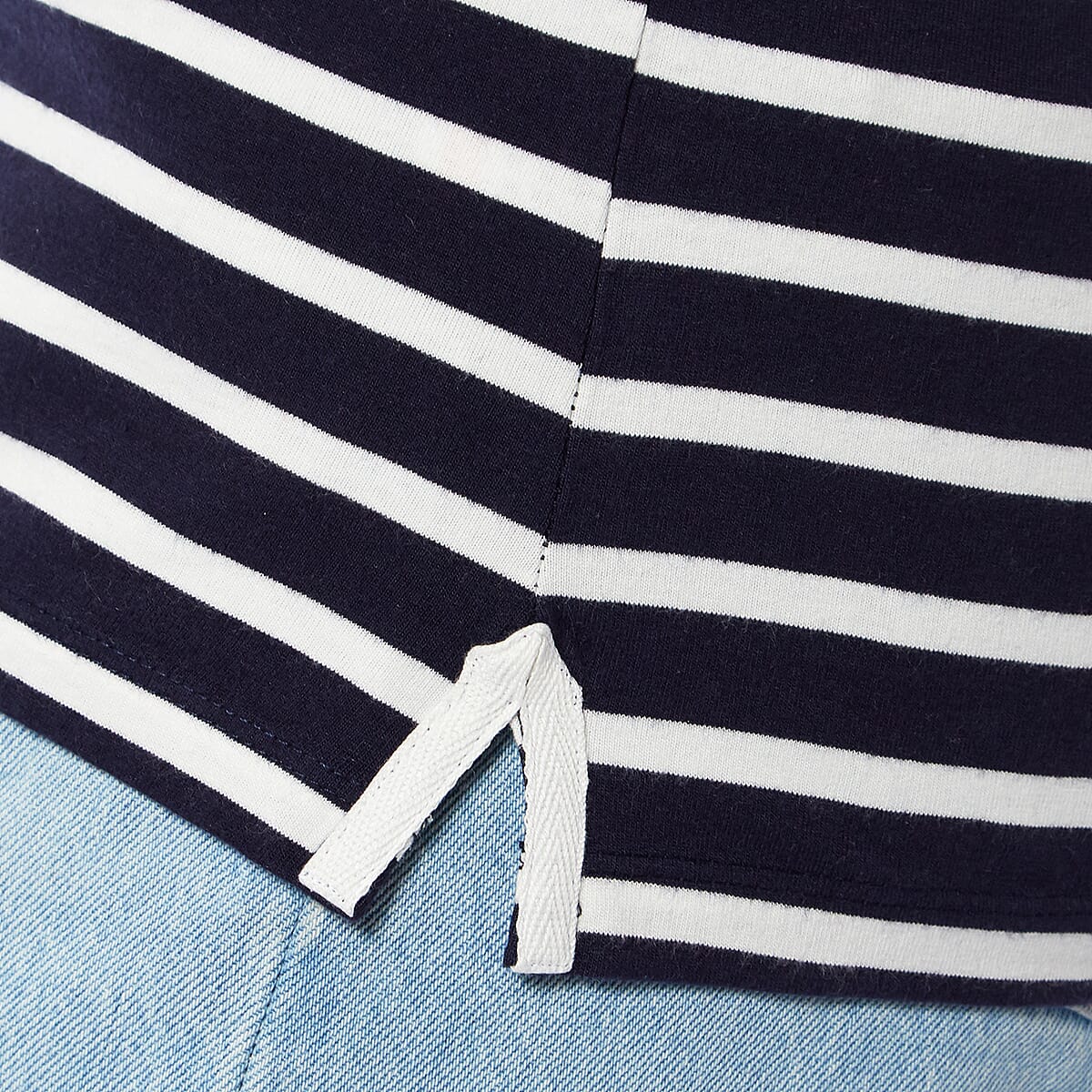 La Marey Cotton Thin Stripe 3/4 Length Sleeve Top (Size 18) - Navy V32520762 2
