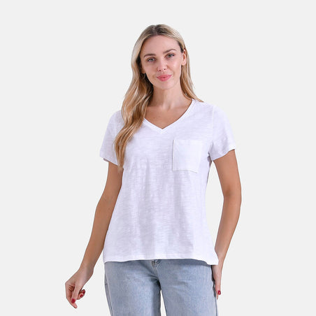 La Marey 100% Cotton V-Neck Casual Top 7978046 1
