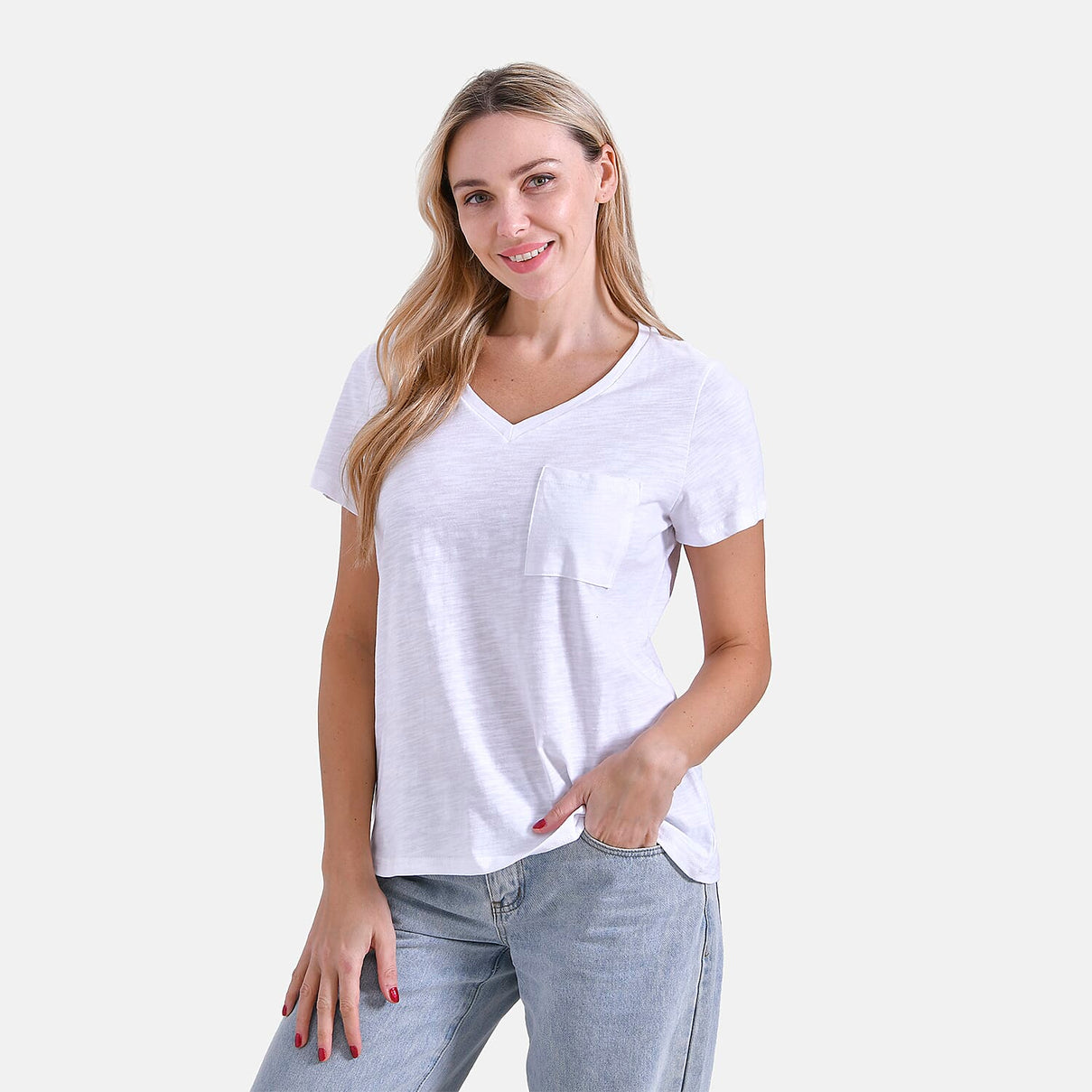 La Marey 100% Cotton V-Neck Casual Top 7978046 3