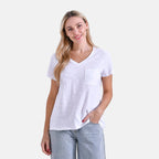 La Marey 100% Cotton V-Neck Casual Top (Size 16 to 18) - White