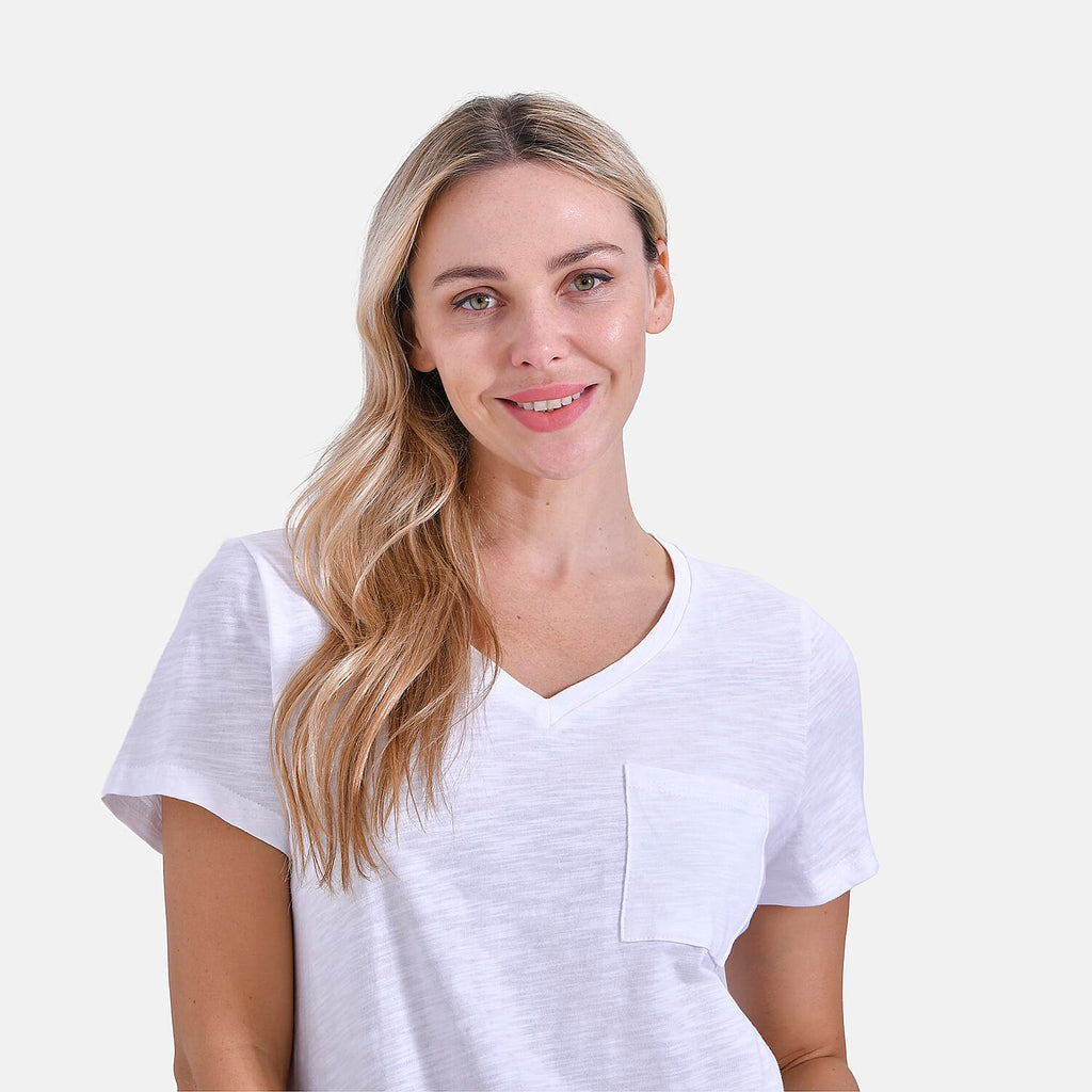 La Marey 100% Cotton V-Neck Casual Top (Size 16 to 18) - White