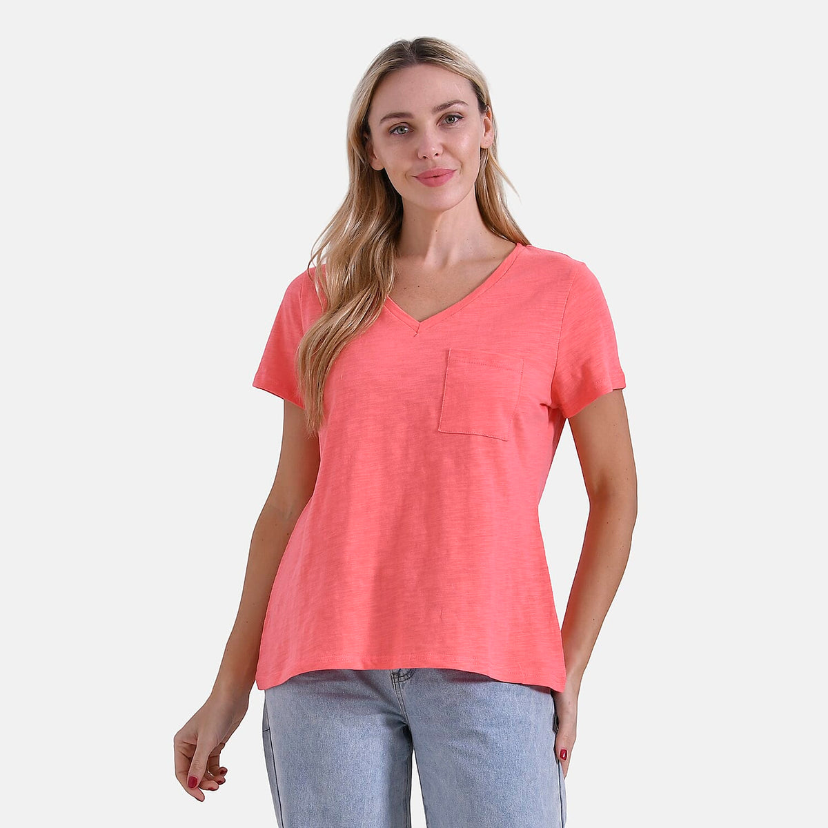 La Marey 100% Cotton V-Neck Casual Top V32527332 0