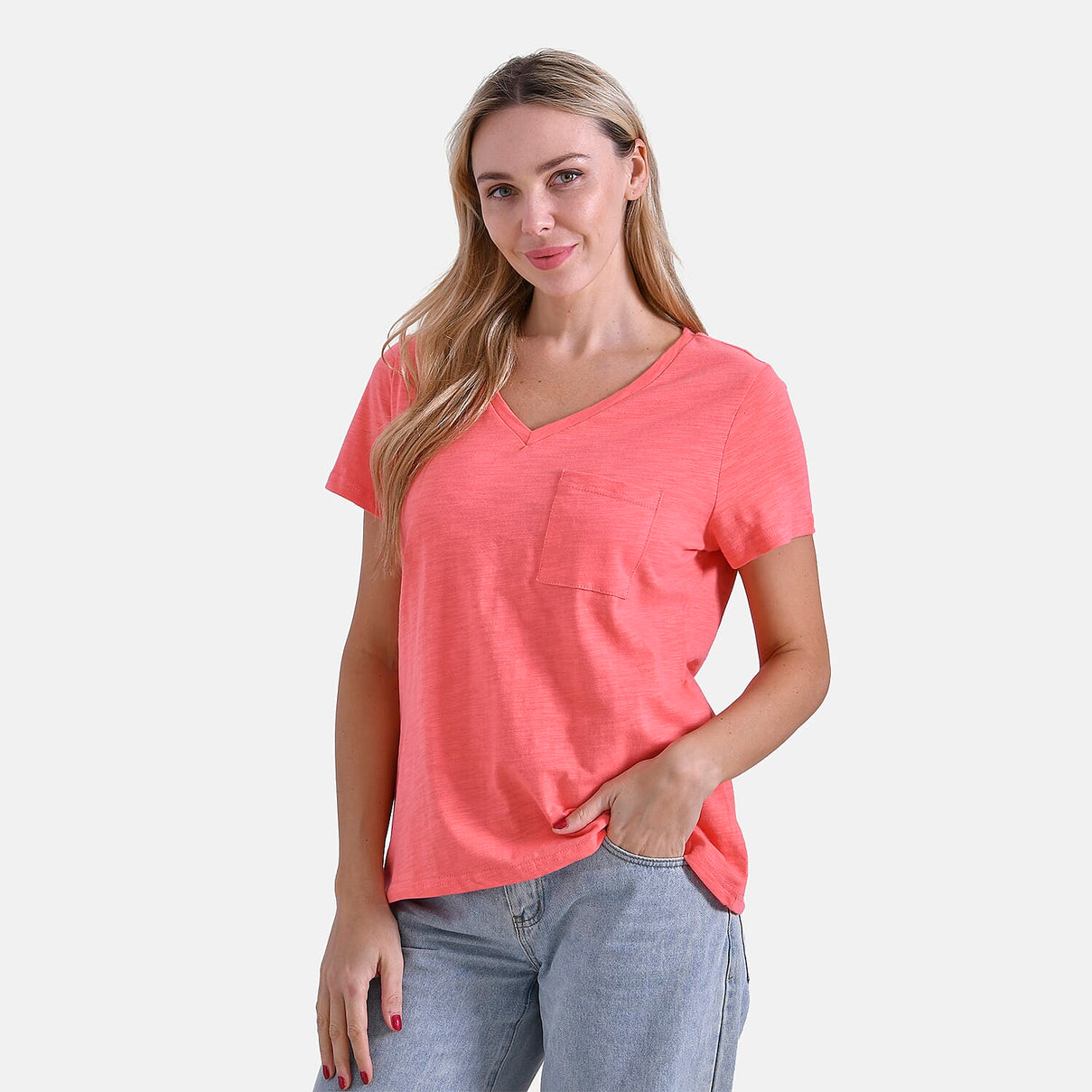 La Marey 100% Cotton V-Neck Casual Top V32527332 3