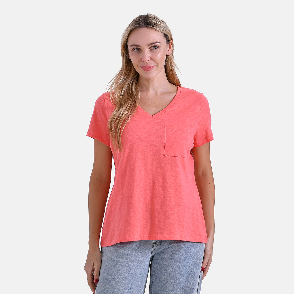 La Marey 100% Cotton V-Neck Casual Top V32527332 4