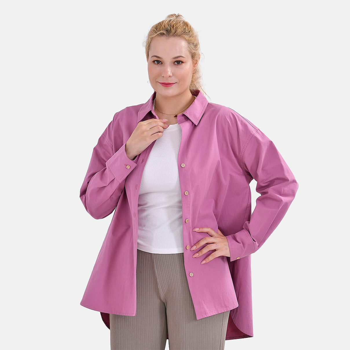 La Marey Pure Cotton Plain Button-Up Shirt 7787856 0