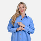 La Marey 100% Cotton Casual Long Sleeve Collared Button-Down Shirt (Size 12 to 14) - Sky Blue