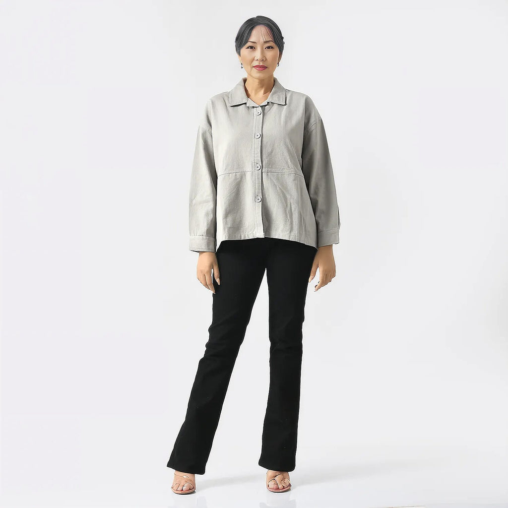 La Marey 100% Cotton Solid Jacket (Size XXL, 24  to 26) - Grey