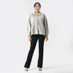 La Marey 100% Cotton Solid Jacket (Size XXL, 24  to 26) - Grey