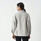 La Marey 100% Cotton Solid Jacket (Size XXL, 24  to 26) - Grey