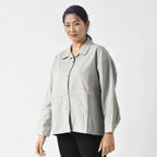 La Marey 100% Cotton Solid Jacket (Size XXL, 24  to 26) - Grey