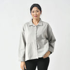 La Marey 100% Cotton Solid Jacket (Size XXL, 24  to 26) - Grey