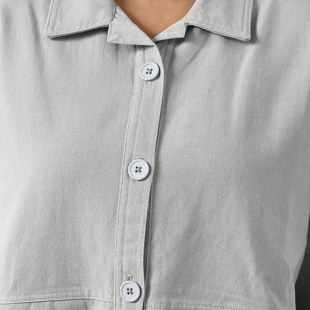 La Marey 100% Cotton Solid Jacket (Size XXL, 24  to 26) - Grey