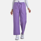 La Marey Relaxed Fit Elastic Waist Wide Leg Cropped Trousers with Drawstring (Size 12) - Purple
