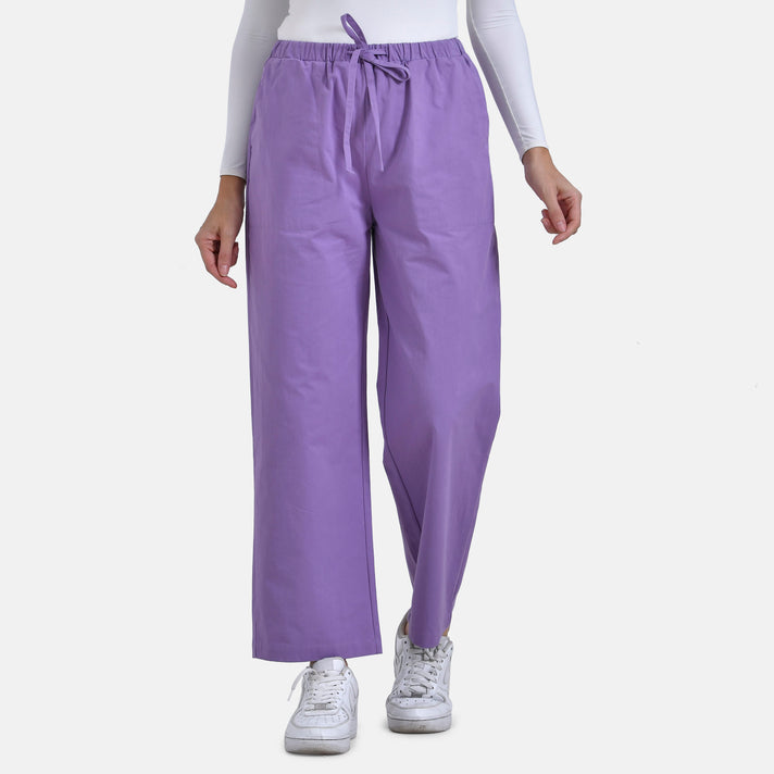La Marey Relaxed Fit Elastic Waist Wide Leg Cropped Trousers with Drawstring (Size 12) - Purple 7788930 1