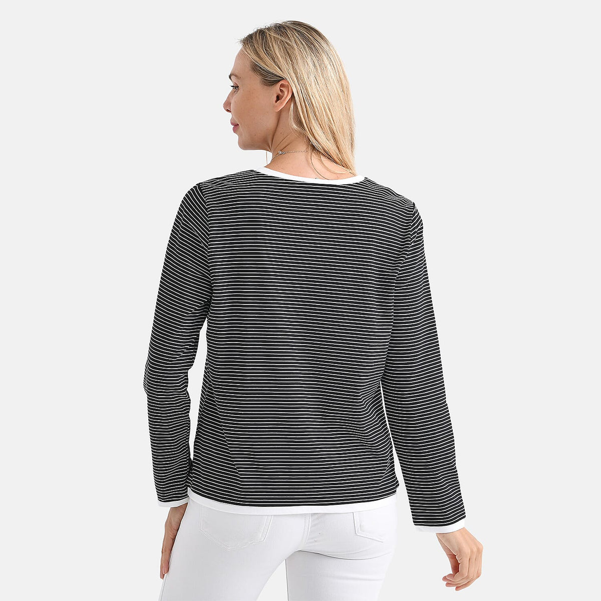 La Marey Cotton Striped Top (Size L, 16-18) - Black &amp; Beige V32555080 2