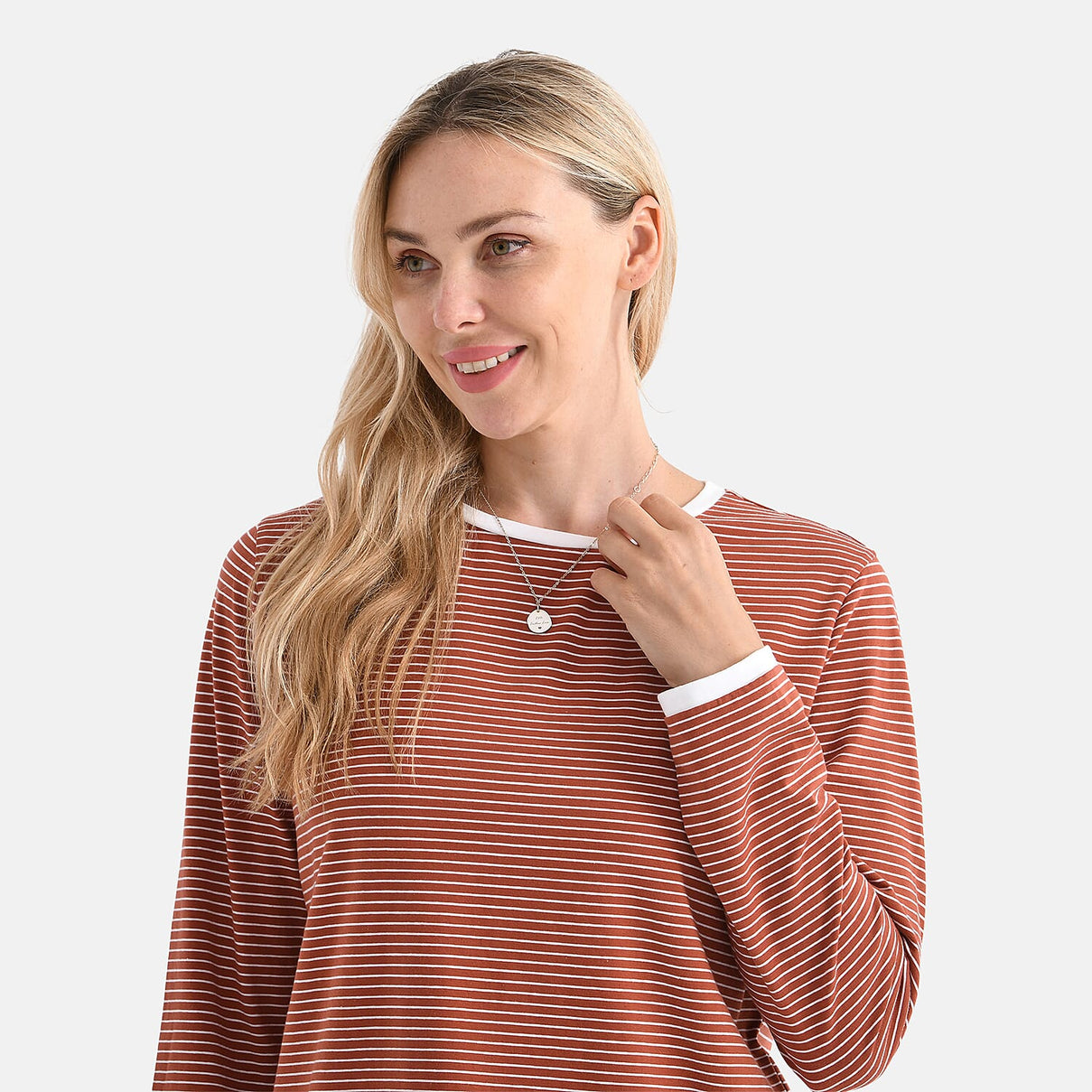 La Marey Cotton Striped Top (Size S) - Terracota &amp; White 8179695 5