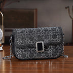 LA MAREY Designer Sling Handbag with Elegant Silver-Tone Chain Strap - Black
