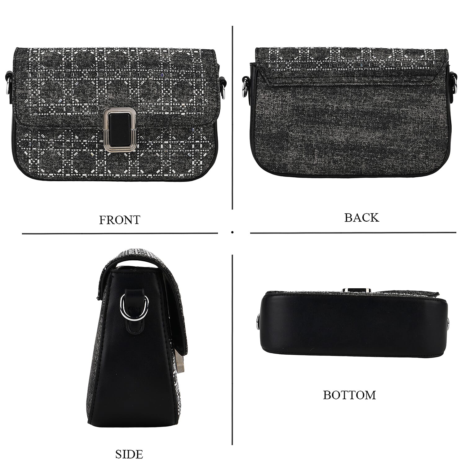LA MAREY Designer Sling Handbag with Elegant Silver-Tone Chain Strap - Black V32523934 5